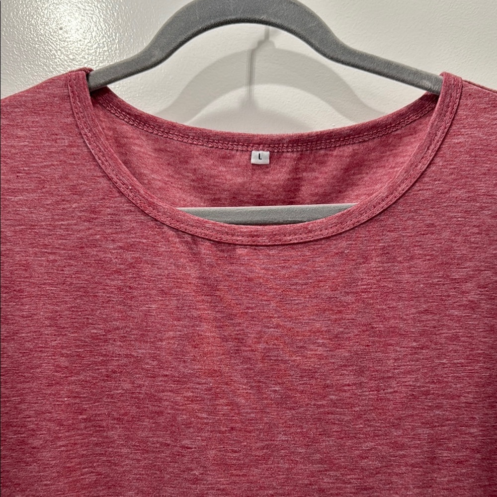 Memorose Women's Short Sleeve Top Maroon T-Shirt Round Neck Casual Basic Tee - Picture 4 of 5